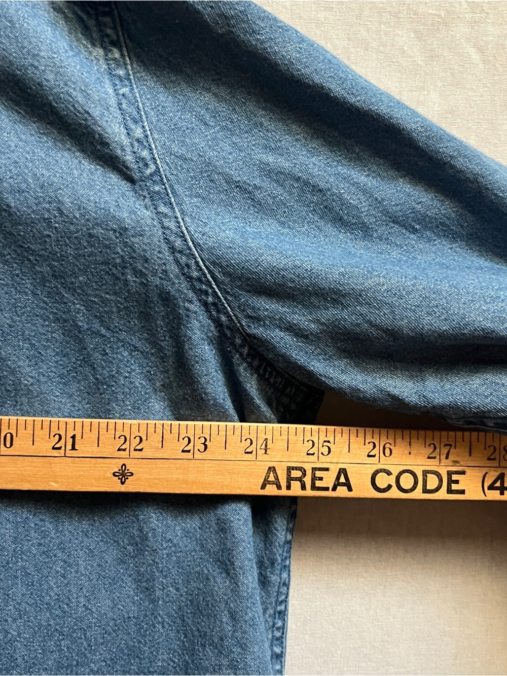 PS Casual Vintage Blue Christmas Stockings Embroidered Denim Shirt Size 1X - Picture 5 of 9